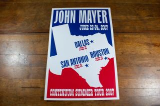 John Mayer 2007 Summer Tour Poster Texas Dallas San Antonio Houston 28/500