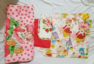 Vintage Strawberry Shortcake Sleeping Bag & Twin Sheet Set American Greetings