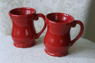 Pavillion By Princess House - Berry Red Coffee Mugs,  6327,  Set Of Two (2)
