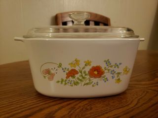 Vintage Corning Ware A - 3 - B Wild Flowers 3 Liter Casserole Baking Dish With Lid