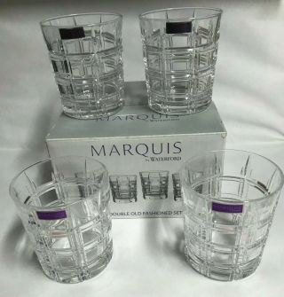 1 Set Of 4 Marquis By Waterford Double Old Fashioned Glasses Tumbles.  Germany.