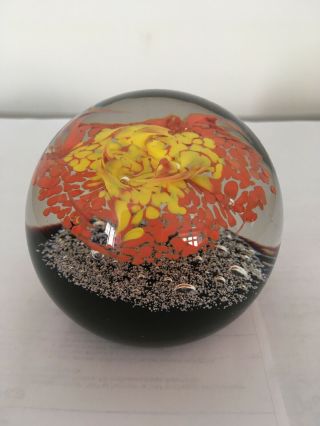 Colourful Caithness ‘sunflare’ Paperweight,  Scotland.  Limited Edition.  Signed Gc