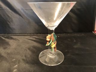 Franz Austria 24 Lead Crystal Martini Glass Monkey W/ Bananas 6.  5” Tall Lqqk