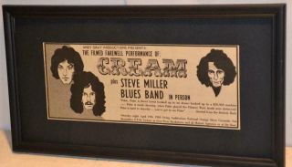 The Cream 1969 Steve Miller Swing Auditorium Promotional Concert Ad Eric Clapton