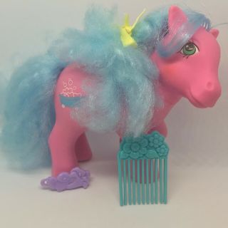 Vintage G1 My Little Pony Perfume Puff Sweet Suds 100 Complete Brush & Barrette