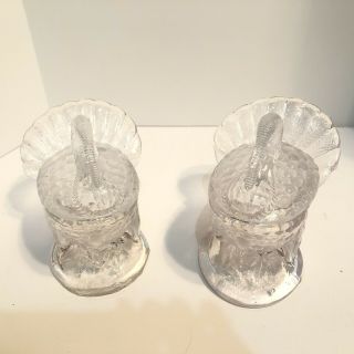 2 Vintage L.  E.  Smith Large Clear Glass Turkey Candy Dish 1940 