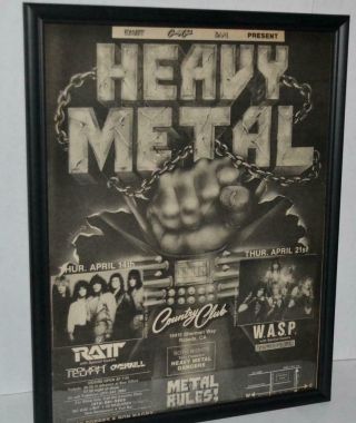 Ratt Wasp 1983 Rough Cutt Framed Promotional Country Club Concert Poster / Ad