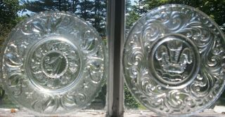 Early American Lacy Glass Cup Plates And Toddy Plates,  Set Of Four