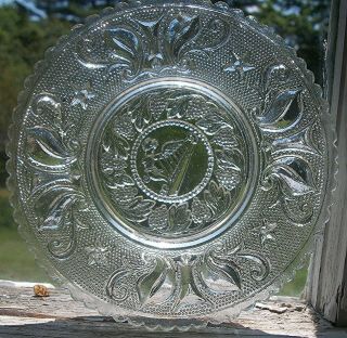 Early American Lacy Glass Cup Plates and Toddy Plates,  Set of Four 2