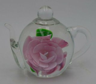 Dynasty Gallery Heirloom Collectible Teapot Paperweight Art Glass