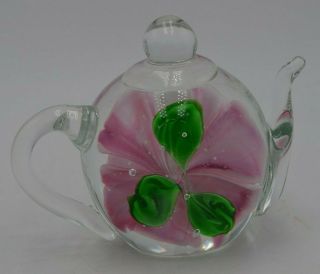 Dynasty Gallery Heirloom Collectible Teapot Paperweight Art Glass 3
