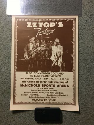 Zz Top Concert Poster Mcnichols Sports Arena Denver 1975 Commander Cody