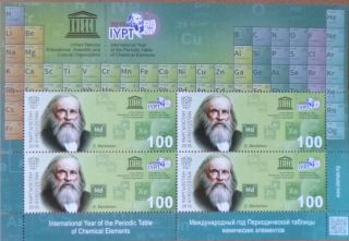 Kyrgyzstan 2019 150th Anniv Periodic Table Of Elements Mendeleev Sheet Of 4 Mnh