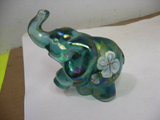 Artist Signed Hand Painted Fenton Elephant Paperweight