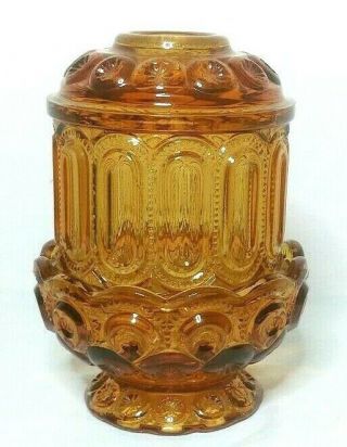 Vintage Amber Fairy Lamp With Moon And Stars L.  E.  Smith 6 1/2 " Tall