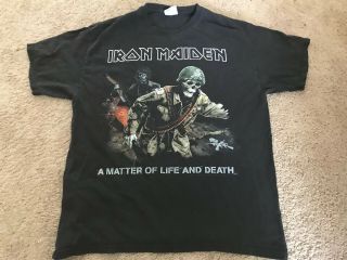 Vintage Iron Maiden Matter Of Life & Death Shirt Adult L Eddie 2007