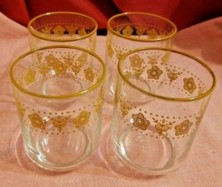 Vintage Set Of 4 Corelle Butterfly Gold 3 " Juice Glasses Glassware Libbey 4 Oz