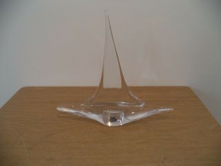 Vtg Marcolin Sweden,  Signed,  Heavy Art Glass Crystal,  9 " Sailboat