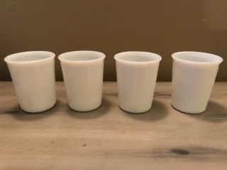 Vintage Set Of 4 White Milk Glass Glasses Opalescent 3.  5 " Cups Juice Tumbler