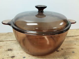 Large Corning Ware Vision Amber Dutch Oven Stock Pot & Lid 4.  5l 5 Qt.