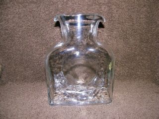 Blenko Art Glass Clear Double Spout Water Bottle Pitcher Jug Carafe Decanter