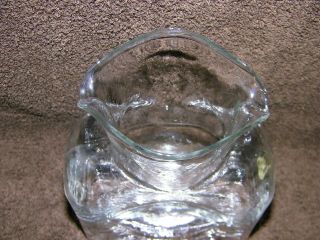 Blenko Art Glass Clear Double Spout Water Bottle Pitcher Jug Carafe Decanter 3
