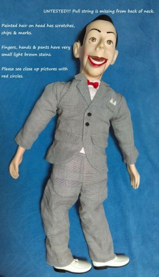 Pee Wee Herman 26 " Ventriloquist Doll 1989 Matchbox Pull String Missing