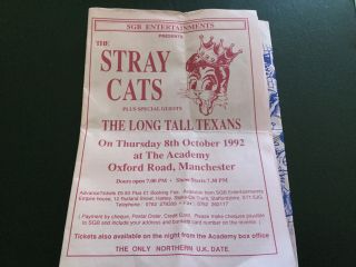 Stray Cats Memorabilia Flyer And 12 Ticket Stubs,  Autographed Lee Rocker Stub