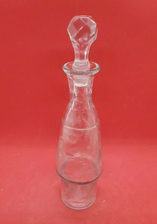 Rare Antique Victorian Cruet Etched Glass Crystal Silver Tops Replacement BTP 2