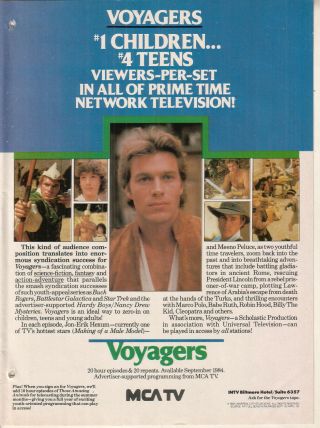 Jon - Erik Hexum Meeno Peluce Voyagers 1984 Ad - 1 Children/ 4 Teens Viewers