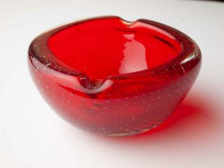 Murano Red Bubble Glass Ashtray/ Bowl,