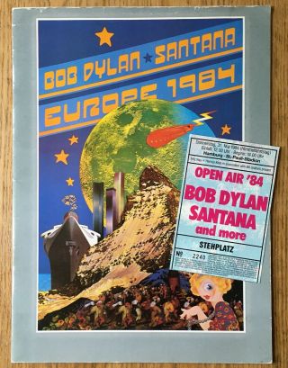 Bob Dylan Santana 1984 European Tour Programme,  Ticket Hamburg,  Germany