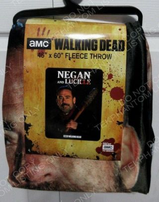 Walking Dead Negan Lucille Cozy Plush Fleece Blanket Throw 46 " X 60 " Amc Morgan