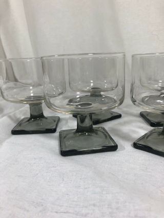 Six Federal Glass Nordic Midnight Champagne/Sherbet Glasses,  Footed Smoked Glass 3