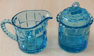 Viking Glass Co Country Craft Aka Ashley 7447 Sugar & Cream Pitcher - Blue