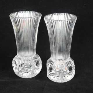Vintage Set Of 2 Two Fostoria Melissa Bud Vase 2908 American Lead Crystal Pair