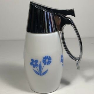 Vintage Westinghouse Gemco Blue Cornflower Milk Glass Syrup Dispenser/creamer