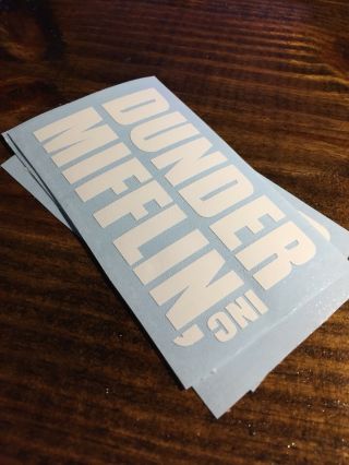4 Pack The Office Sticker: Dunder Mifflin Die Cut Decal - White