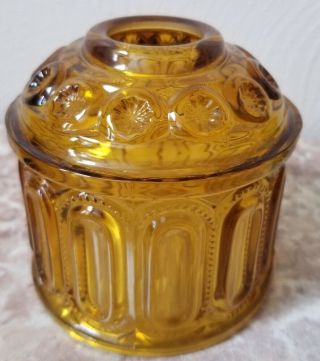 Courting Lamp Top Only - Moon & Star Pattern - Amber Glass - Le Smith Glass Usa