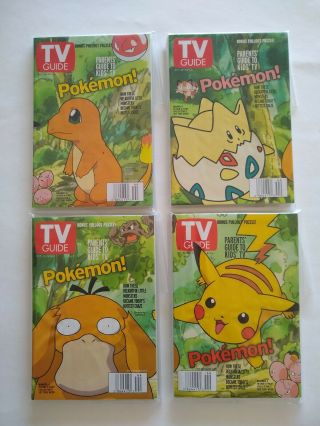 Tv Guide Pokemon Cover Oct 30 - Nov 5,  1999 Bonus Pull - Out Issue - Complete Set Of 4