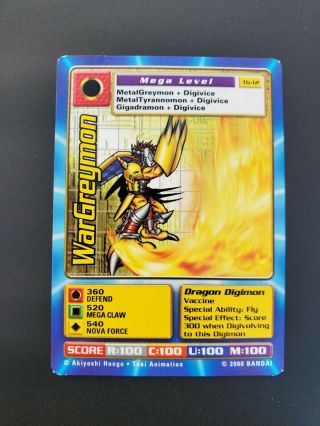 Digimon Trading Card Wargreymon Tb - 12 Rare 2000 Bandai Taco Bell Promo