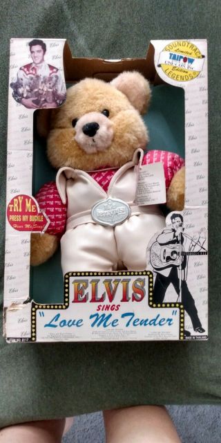 Elvis Presley Teddy Bear Sings " Love Me Tender " Vintage