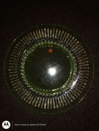 Vintage green depression glass uranium vaseline set of 6 plates 3