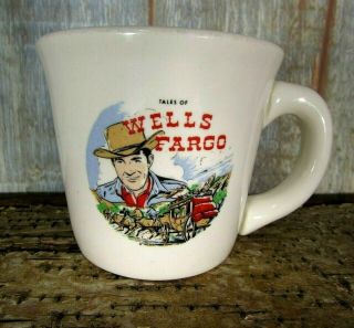 Vtg Cowboy Jim Hardie Tv Series " Tales Of Wells Fargo " Coffee Mug 1957 - 1962 Usa