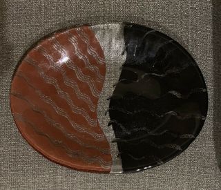 Vintage Kosta Boda Monica Bergstrom Signed Art Glass Tonga Plate