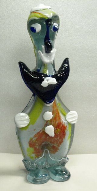Murano Art Glass 12 " Hand Blown Multi - Color Clown Figurine 402