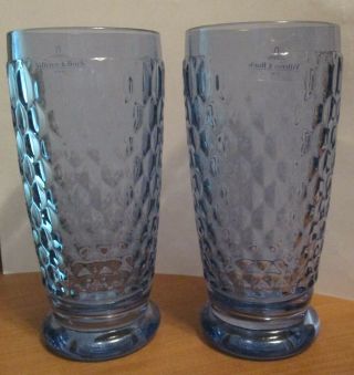 2 Villeroy & Boch Boston Highball/beer Blue Glasses Tumblers
