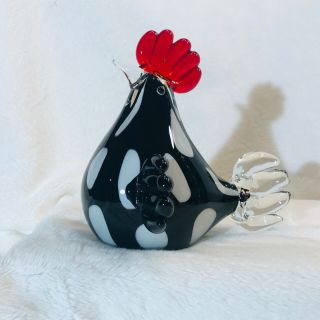 Murano Style Rooster Chicken Hen Art Glass Figurine Paperweight