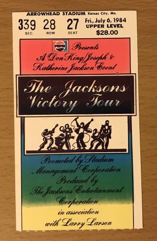1984 Michael Jackson 5 Victory Tour Kansas City Concert Ticket Stub Thriller 27