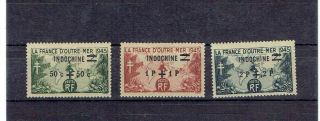 French China Indochina Indochine Vietnam Complete Set Of Map 1945 Surcharged Mnh
